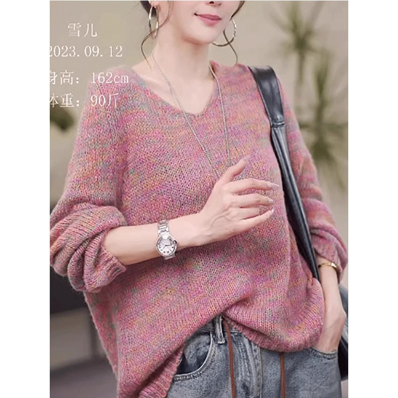 This year's popular lazy pink sweater women's spring and autumn gentle age-reducing top high-end foreign-style fashion sweater