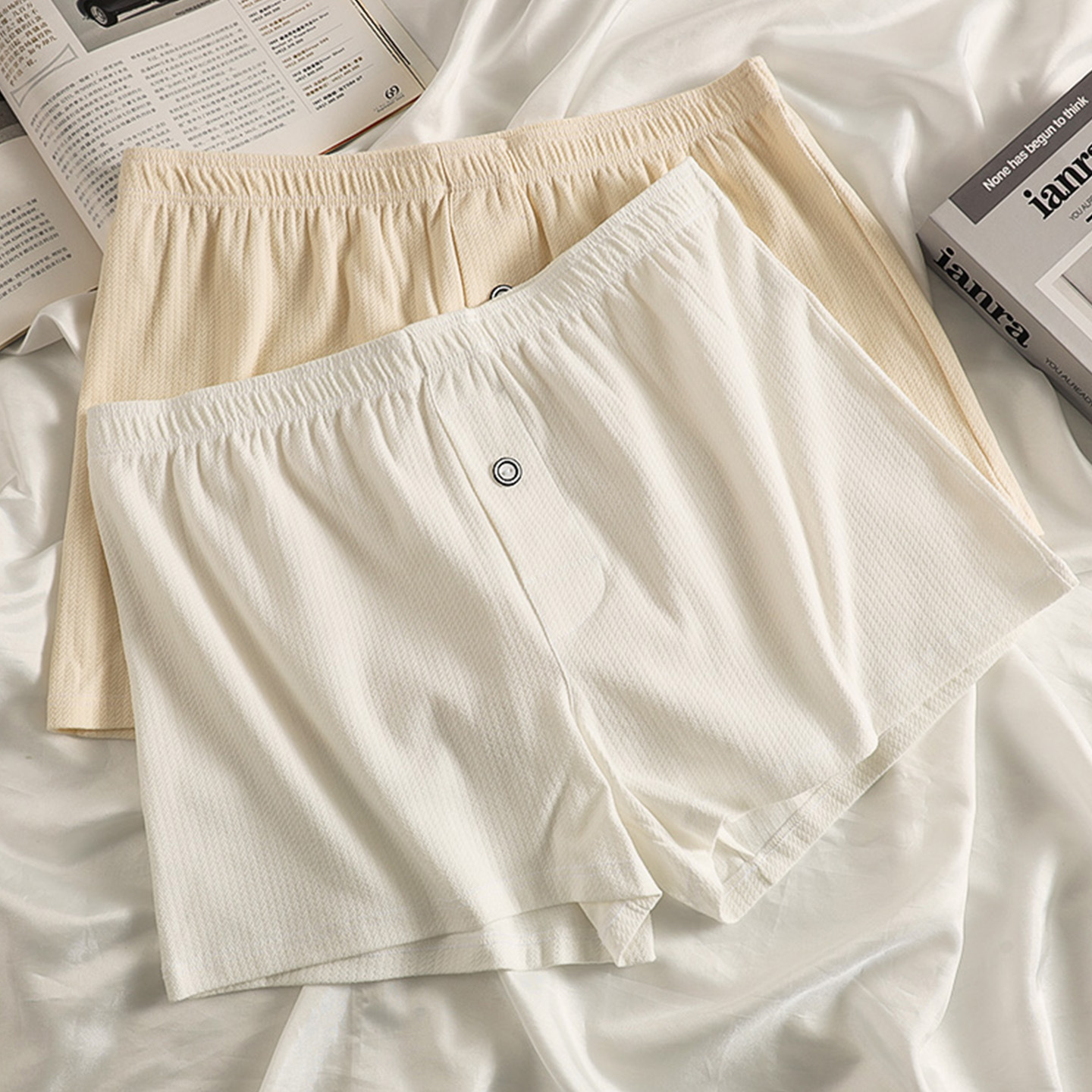 루즈한 남성용 속옷, 순면 통기성 알로 팬츠, 단색 심플 대형 홈 파자마, 사각팬티, 반바지