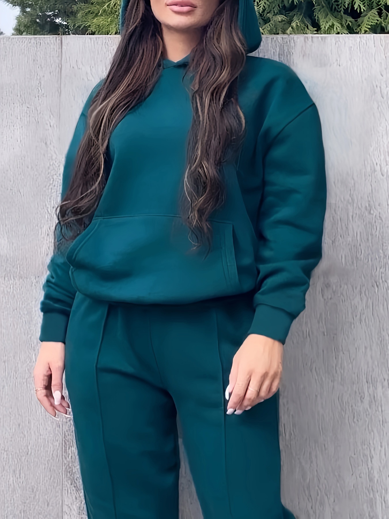 Women's Autumn Winter Hooded Sweatshirt And Straight Leg Pants Set Plus Size Clothing Popular_ecoleips.com