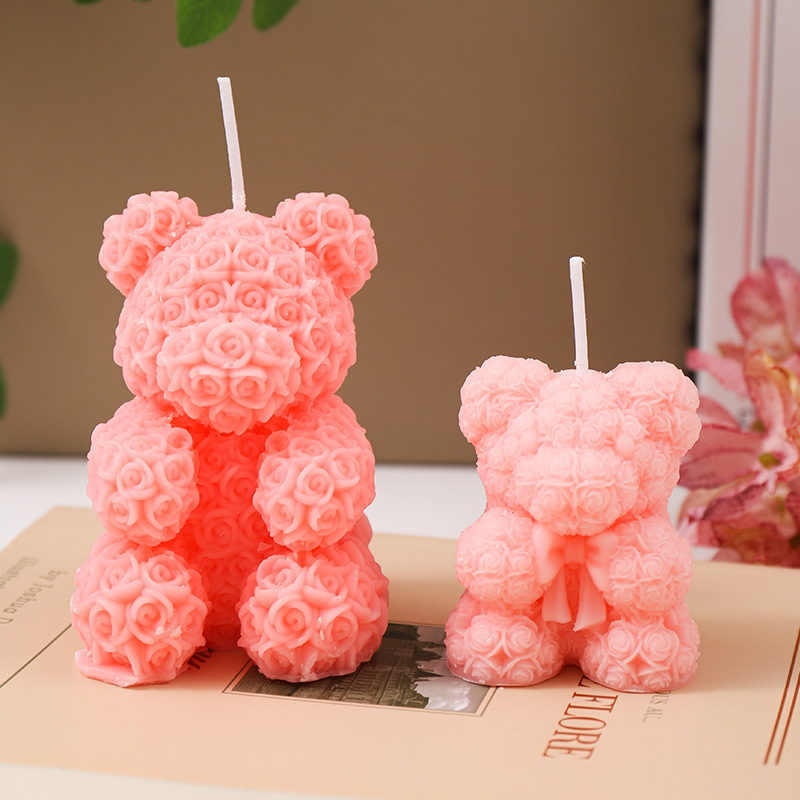 Candada de aromaterapia de oso lindo creativo Vela de oso rosa de bricolaje hecha a mano Regalo de aniversario de pareja Regalo de mano