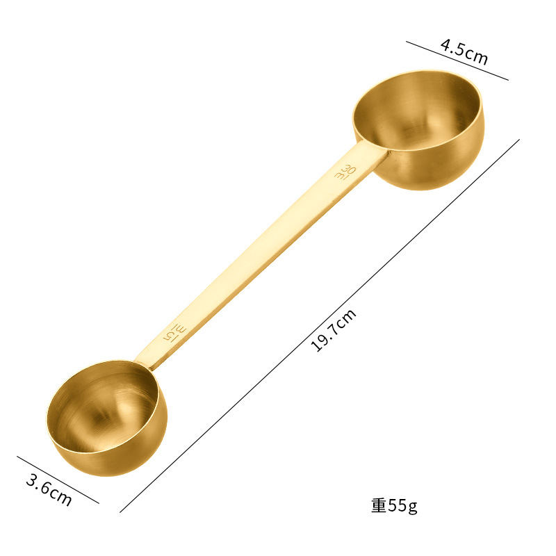 Fabricante de origen Cuchara medidora de doble cabezal de acero inoxidable 304 30ml Herramientas para hornear en el hogar Cuchara medidora de café en polvo Cuchara de condimento