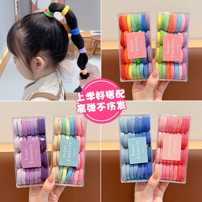 2025 nuevo anillo de cabello para niños de color sólido grueso toalla gruesa cuerda de cabello no es fácil de romper elástica cola de caballo tocado de banda de goma