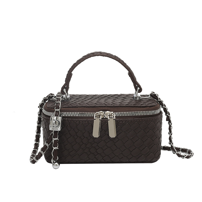 2026 nueva textura transfronteriza tejida bolsas de maquillaje bolsas pequeñas bolsas cuadradas pequeñas bolsas de viento de un hombro bolsas de mano de cadena
