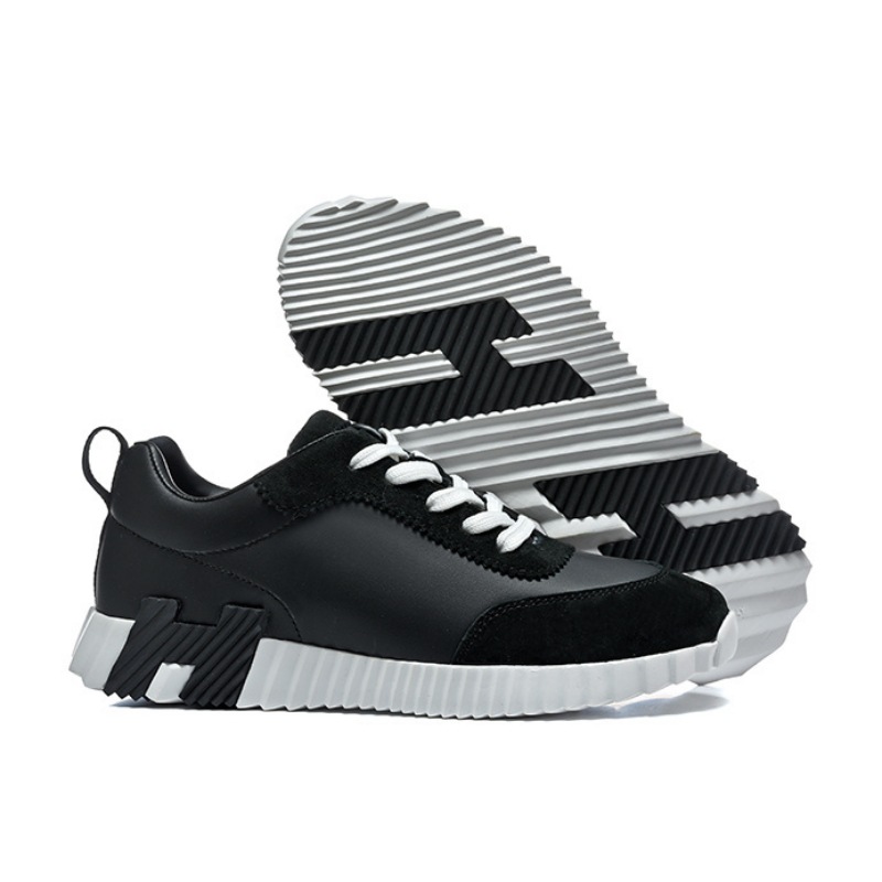 Cross-border foreign trade H brand European and American site pure original leather mesh casual sports black sneakers, lightweight and breathable