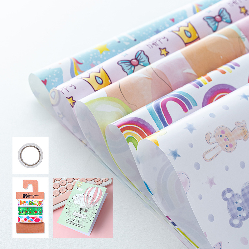 Papel de regalo colorido más vendido de Amazon para el Día del Niño, papel de regalo con dibujos animados, papel para cubrir libros al por mayor image 13