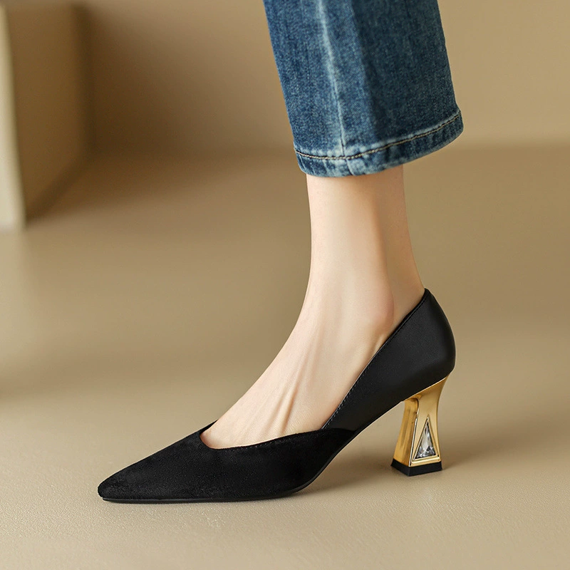 Shoes pointy toe high heels, plus size, Chanel style, for import