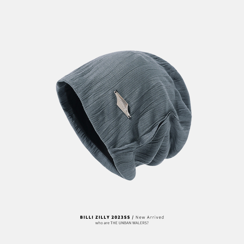 Sombrero de pila estándar de metal, sombrero suelto para mujeres, sombrero de cabeza grande para mostrar la cara, sombrero de cabeza pequeño, textura casual, sombrero frío para hombres.