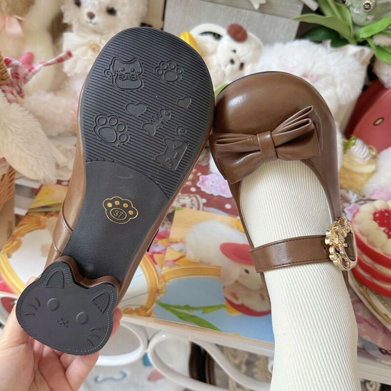 (ハグキャット)キティトーストオリジナル万能可愛いロリータローシューズローヒール小さめラウンドトゥロリータシューズ|undefined