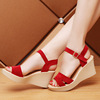 December Sandals 2021 summer new pattern Slotted Buckle Sandals High-heeled Suede Toe leisure time