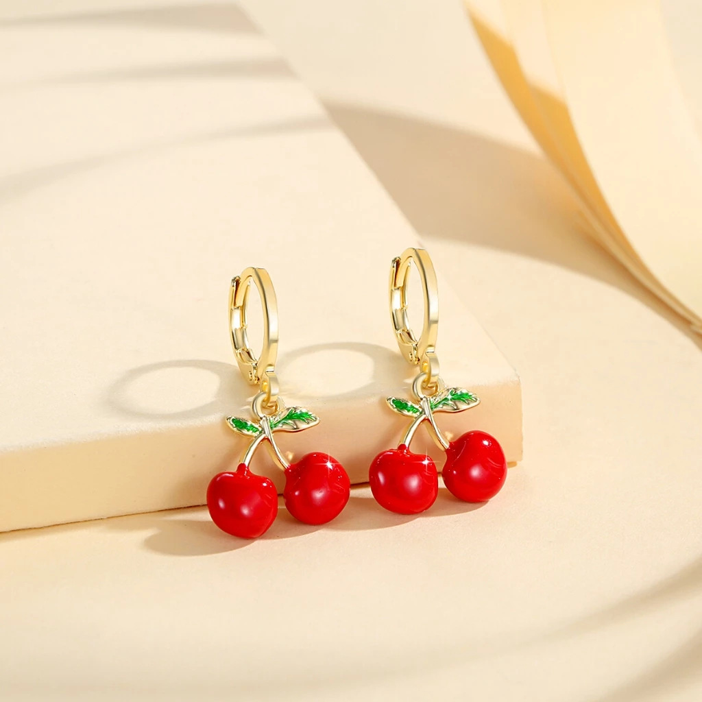 Frutas de explosión transfronteriza series de cereza roja ágata colgante collar pendientes pendientes set de joyas de moda para mujeres