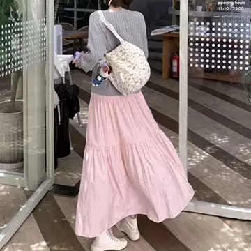 Gentle wind white A-line skirt female spring 2024 new high-waisted slimming cake skirt long skirt