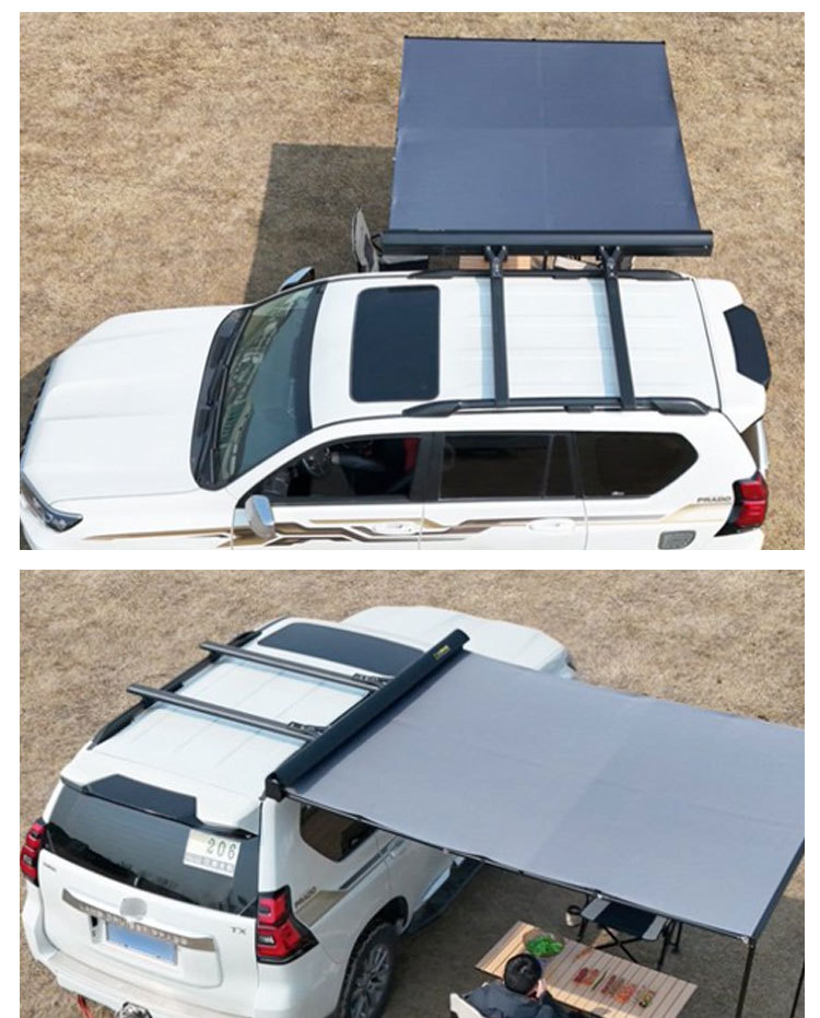 Side Tent for Car, Outdoor Camping, Self-Driving Tour, Sunshade and Rain Protection, Extended Semi-Automatic Car Canopy