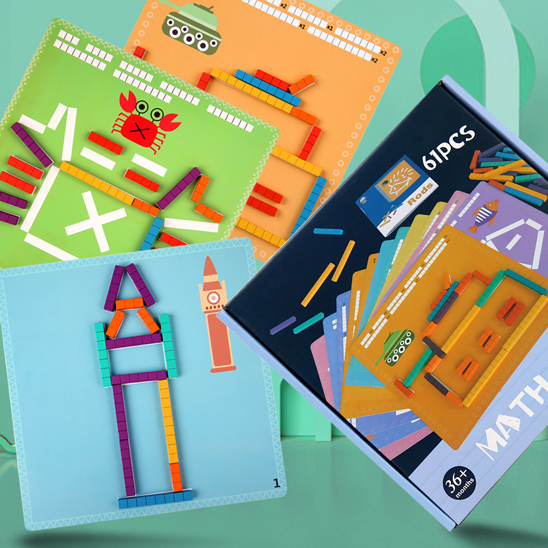 Educación temprana para niños, palo de madera creativo, rompecabezas digital, mejora la concentración, bloques de construcción interesantes para niños, rompecabezas creativo