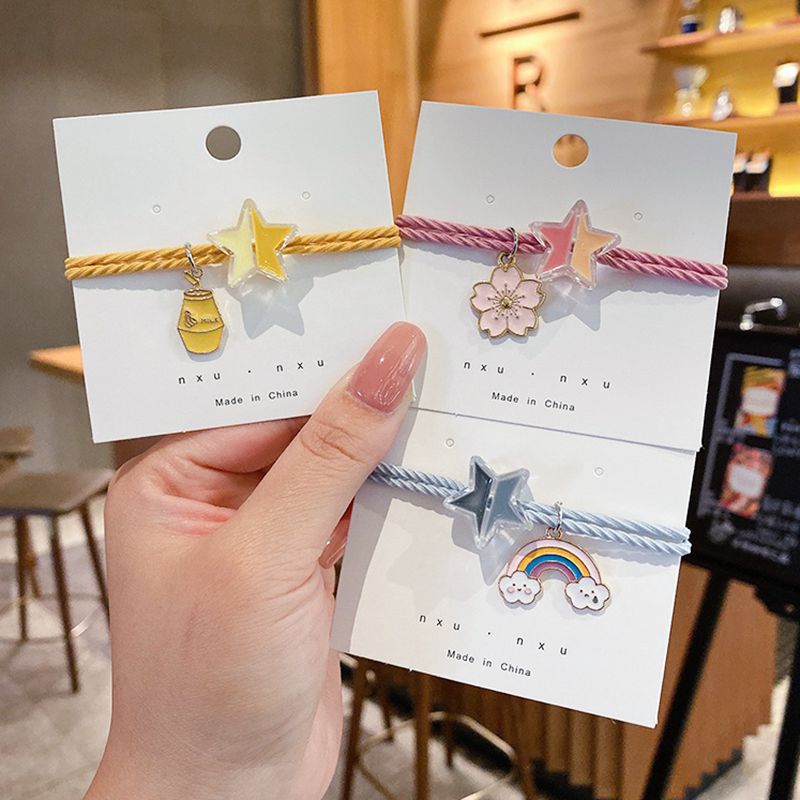 Deseando estrella pulsera banda para el cabello de doble uso pequeña banda de goma Internet celebridad ins banda de goma banda para el cabello Sweet Girl estilo coreano accesorios para el cabello