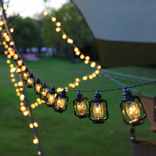Solar retro kerosene lamp string outdoor camping atmosphere decoration led kerosene lamp camping tent layout lantern
