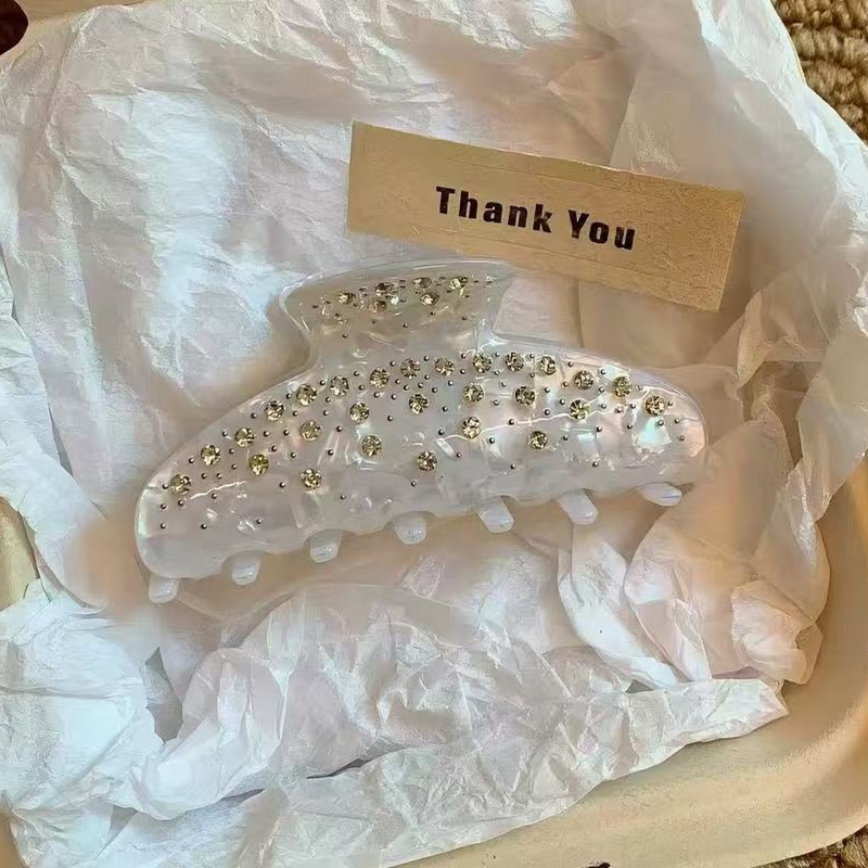 High-End White Sparkling Hair Clip with Niche Design, White Rhinestone Princess-Style Hair Accessory for the Back of the Head, 2026 New Model