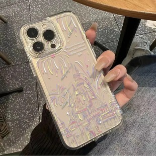 Castle Fireworks Transparent Apple 16 Mobile Phone Case Applicable iphone15 Protective Case 14 Space Soft Case 13 Couple XR