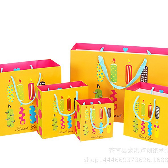 可爱蜡烛卡通礼品袋 宝宝生日满月回礼袋爱心手提袋纸袋