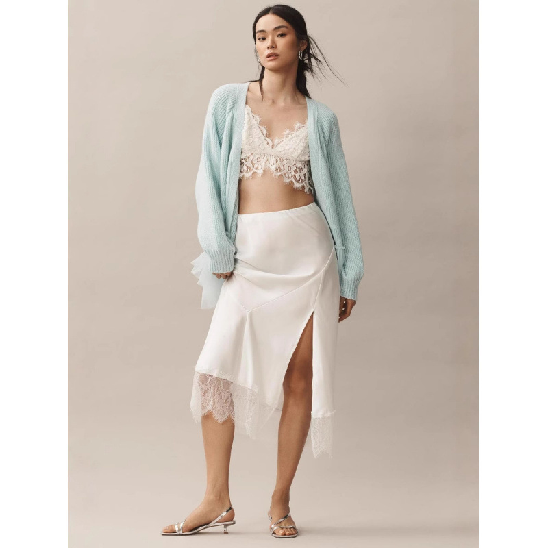 Gilet cardigan à volants en maille pour femme, manches longues, vente en gros_voghion.com