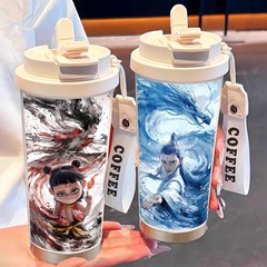 敖丙ナタク水杯316ステンレス保温カップ高颜値ストローコーヒーカップ大容量ダブルドリンククロスボーダー