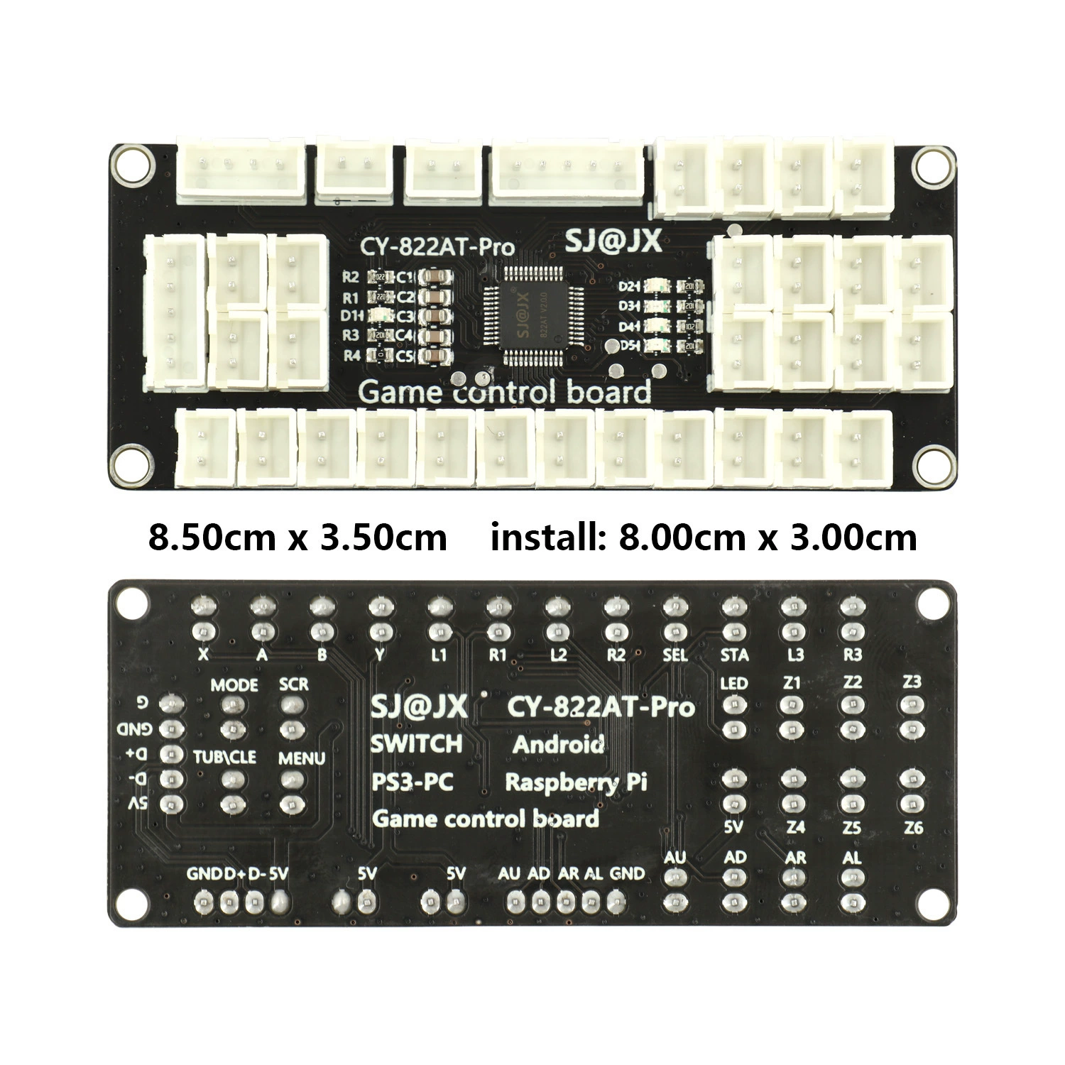 Arcade joystick chip circuit board single -player four -player four -person game multiple expansion port support macro function