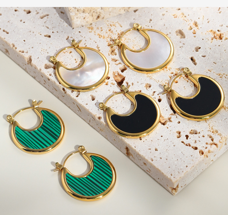 Hoop Earrings Classification 1 Pair Quantity Daily Occasion 304 Stainless Steel Material 1 Pair Fashion Solid Color Plating 304 Stainless Steel 18K Gold Plated Hoop Earrings