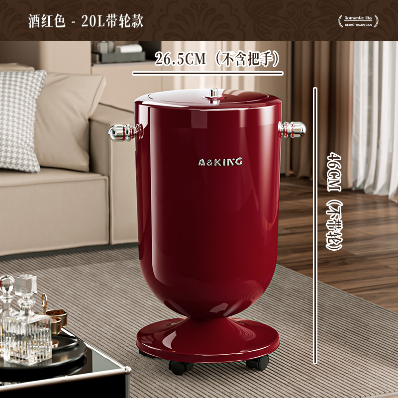 [One] Basura de sala de estar canasta de papel volante rueda de cubierta móvil engrosado doble cubo con cubierta cubo sanitario