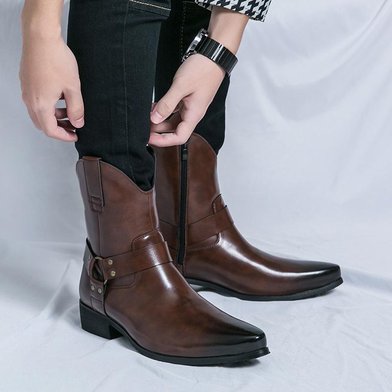 Men's 2025 New Western Cowboy Boots High-top Shoes Men's Shoes Trendy Shoes Korean Style Sneakers Men's Shoes Mongolian Casual Shoes Men's Shoes