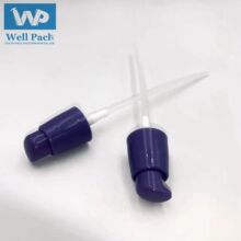 专业生产20/410紫色外置弹簧粉泵 粉底液泵头 企鹅头乳液泵塑料泵