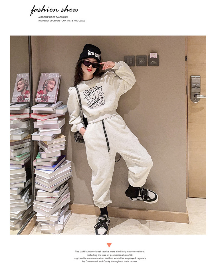 Conjunto deportivo para niñas de felpa otoño e invierno 2023, nuevo suéter grueso de moda para niños de talla mediana a grande con alpaca_voghion.com