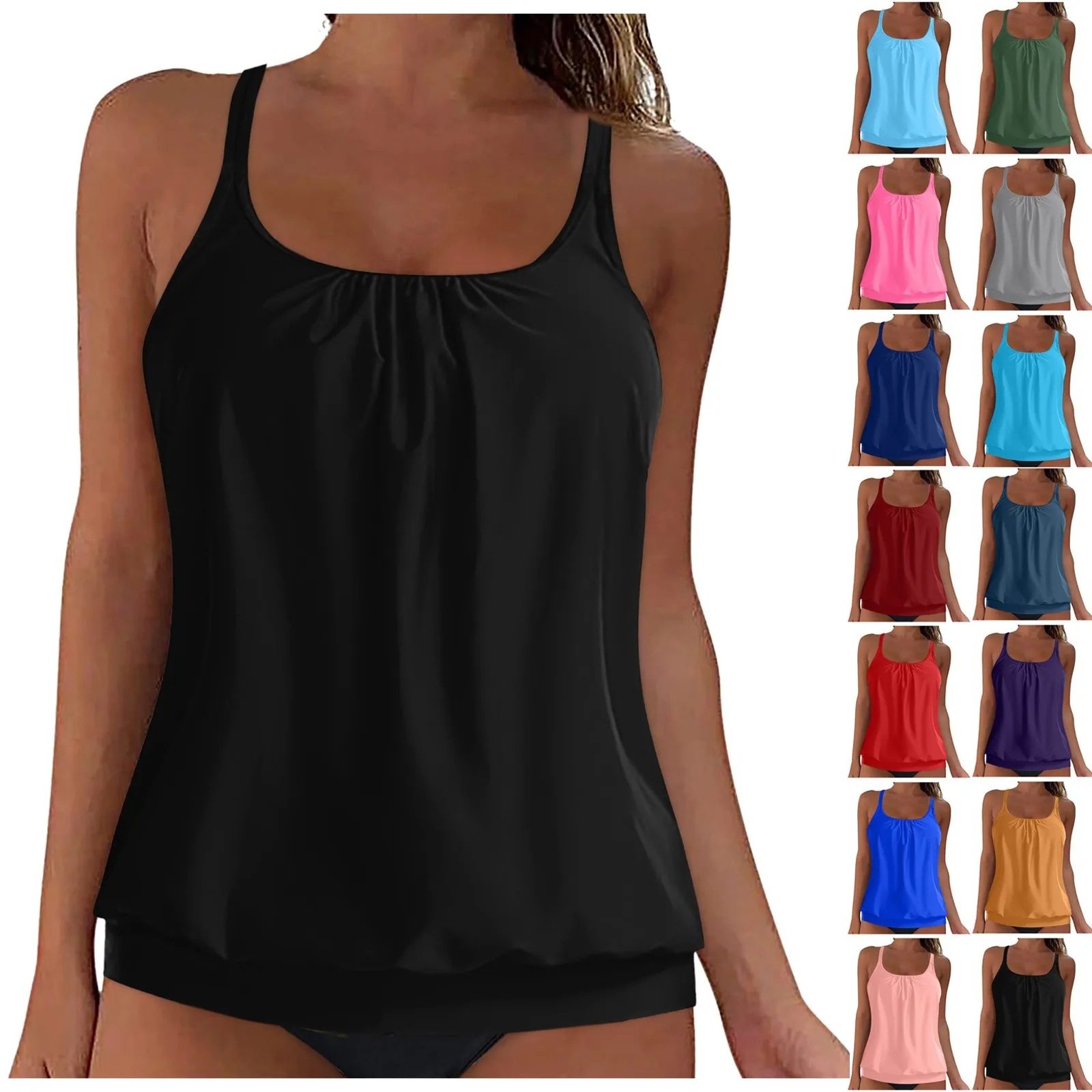 2025 New Cross-border European and American Women's Split Solid Color Belly Covering Slim Swimwear suit