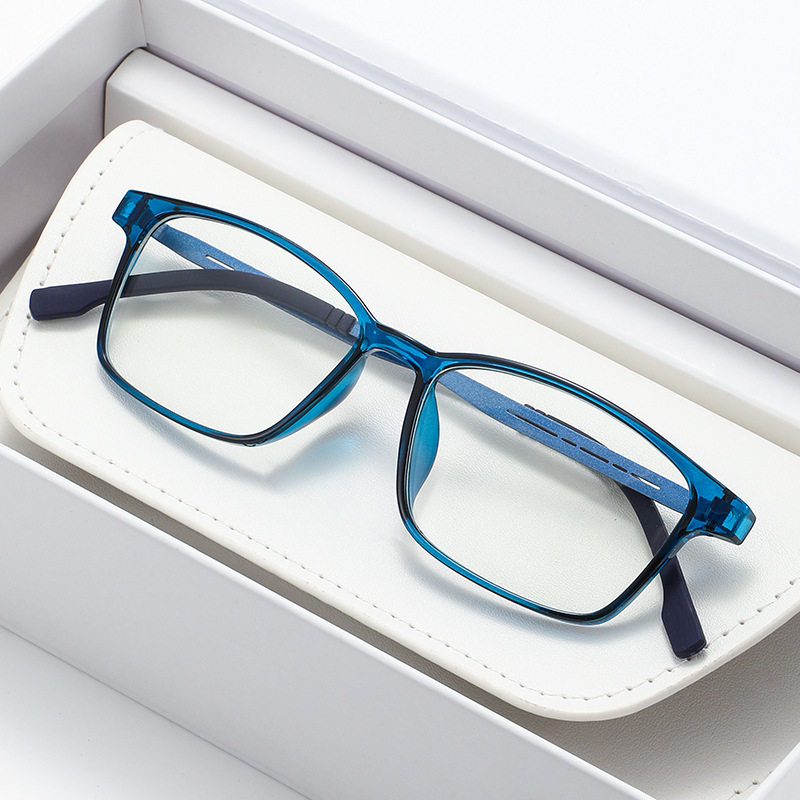 Gafas de Lectura Modernas, Anti Luz Azul, Ultraligeras, Estilo Ejecutivo, Visión Única, Montura de Lentes Planas Modernas para Personas Mayores