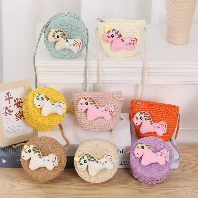 Small shoulder bag, wallet, cartoon small bag, card holder, cute straw dinosaur, wholesale