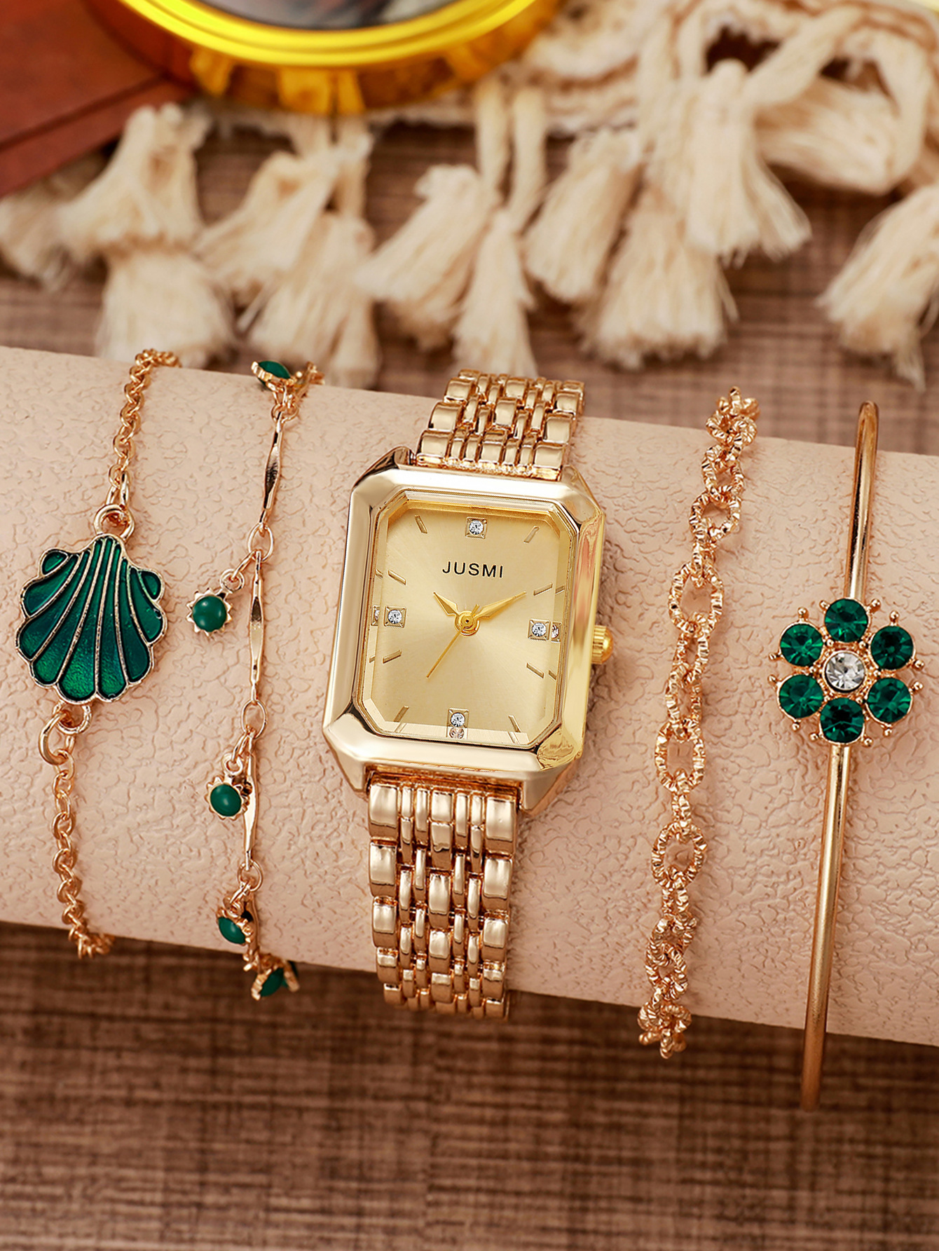 Women's Gender Casual Flower Shell Butterfly Double Snap Quartz Watch Women's Watches
