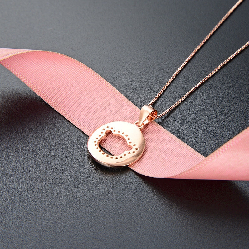 Elegante oso accesorios collar Corea del Sur s925 plata diamante incrustado joyería colgante femenino regalo colgante para novia