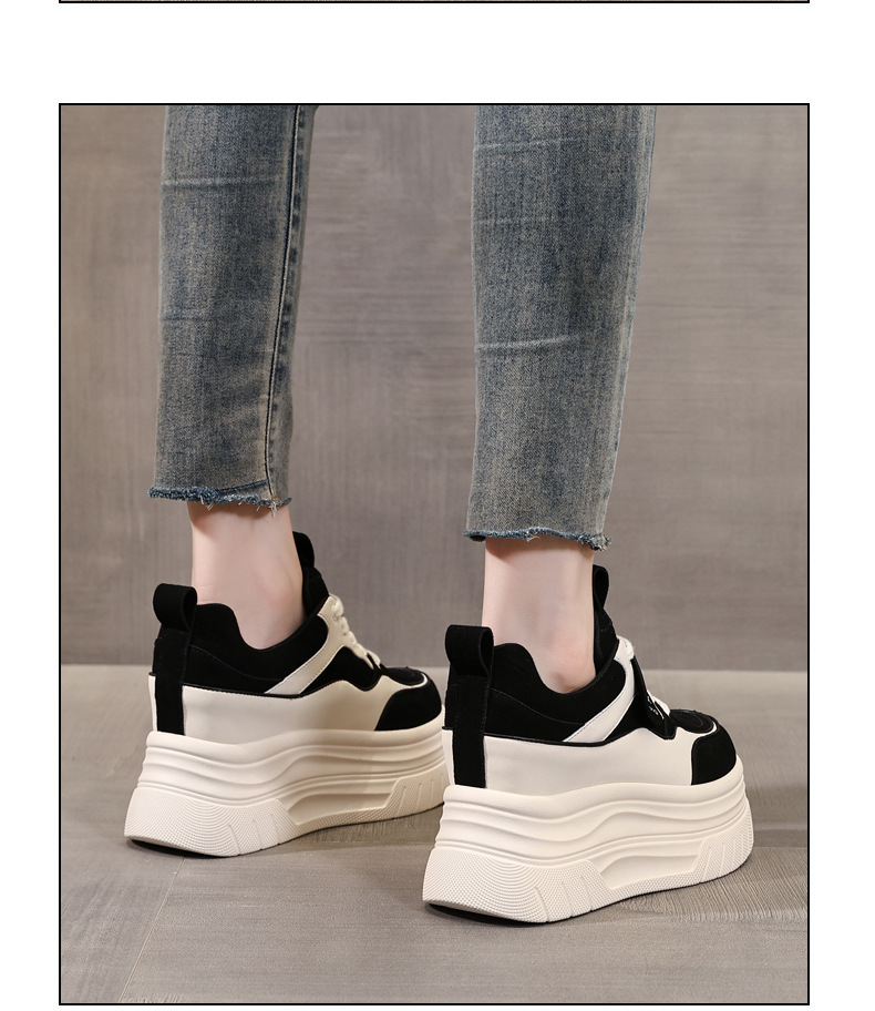 Giày sneaker nữ đế dày tăng chiều cao 9 cm, phong cách thể thao thời trang — màu nâu chi tiết 13