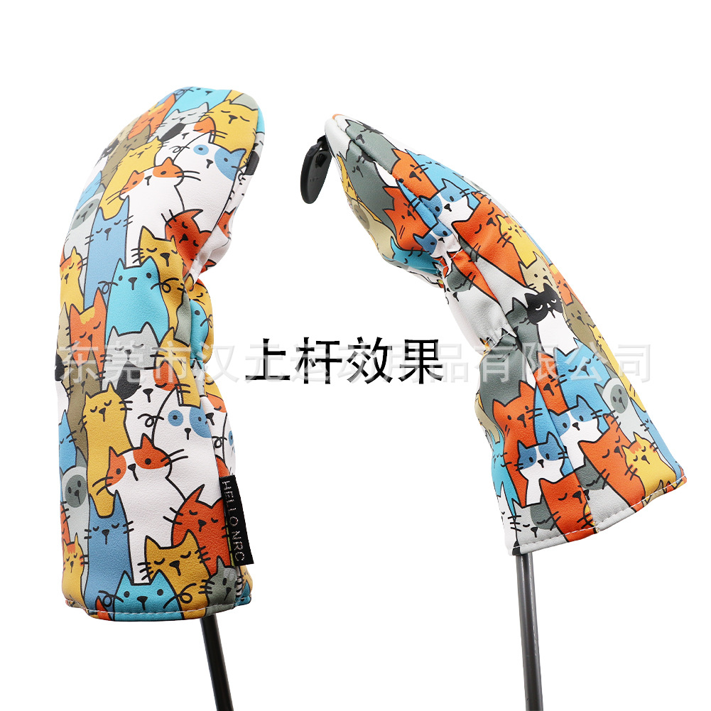 メーカー卸売りゴルフクラブカバーの棒カバーのキャラクタープリント猫の頭カバーの保護カバーのゴルフアニメ