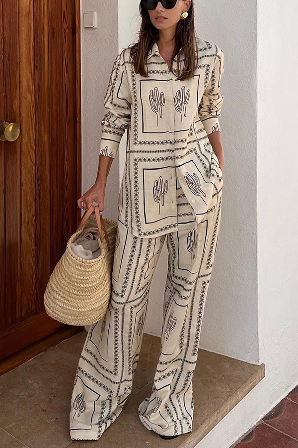 Polyester Fabric Type Pant Co-ord Set Sets Type Daily Street Women's Casual Printing Polyester Printing Pant Co-ord Set Pants Sets