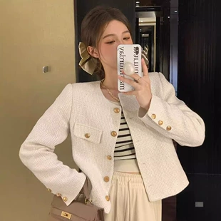Осенняя куртка (в стиле Chanel) с длинным рукавом, с подкладкой или без, корейский стиль, размеры S–2XL