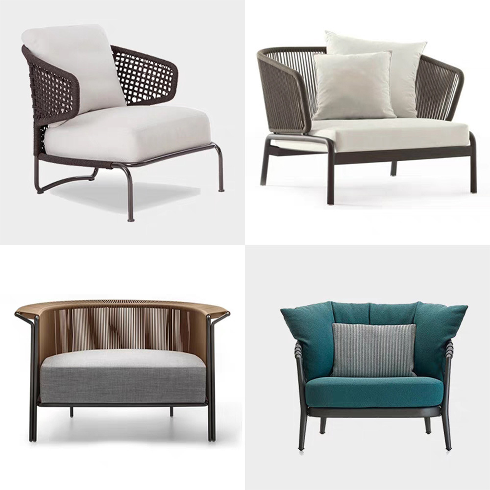 Outdoor rattan sofa courtyard waterproof cabin balcony leisure single person rattan chair sofa wicker sofa set of three furniture