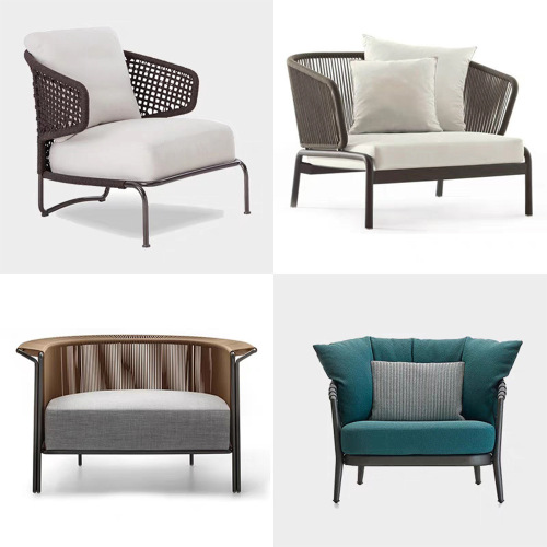 Outdoor rattan sofa courtyard waterproof cabin balcony leisure single person rattan chair sofa wicker sofa set of three furniture