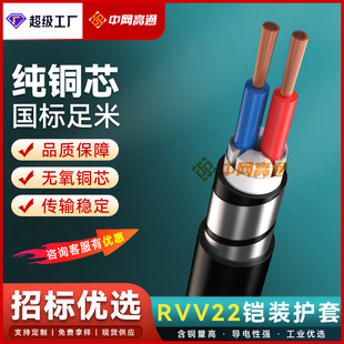 Rvv22 Armored Cable 234 Core*1.5 Oxygen-Free Copper Control Signal Cable Power Cable High Temperature Resistant Sheath