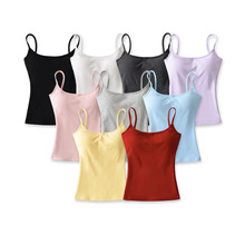 25夏季新款女美式辣妹纯色学院风少女内搭一体式带胸垫吊带小背心