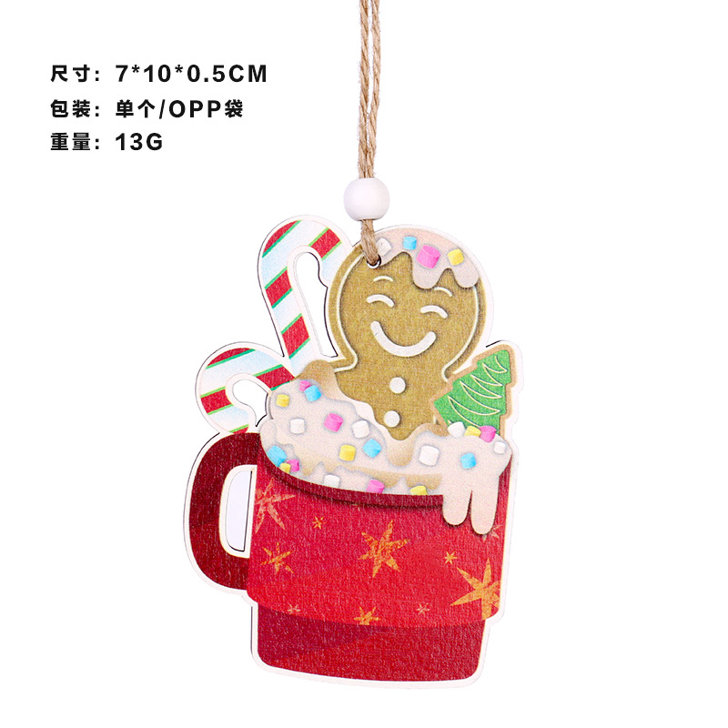 Nuevos productos transfronterizos decoraciones navideñas pan de jengibre de Navidad hombre colgante de madera DIY colgante de árbol de Navidad