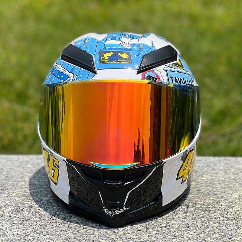 Motorcycle Helmet Personalized Snow House Style with Extended Spoiler