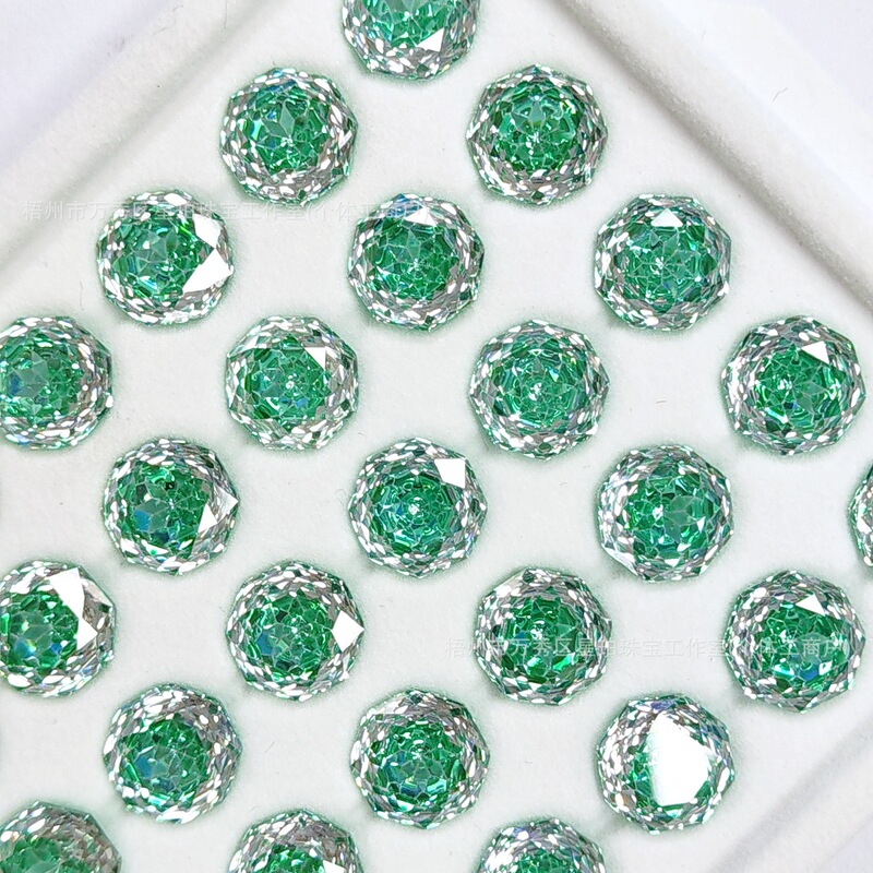 5A Two-Tone Sugar Heart Octagonal Millennium Rose Cut 6-8mm Inlaid Plated Dazzling Nail Art Zircon Tiktok Trending Item