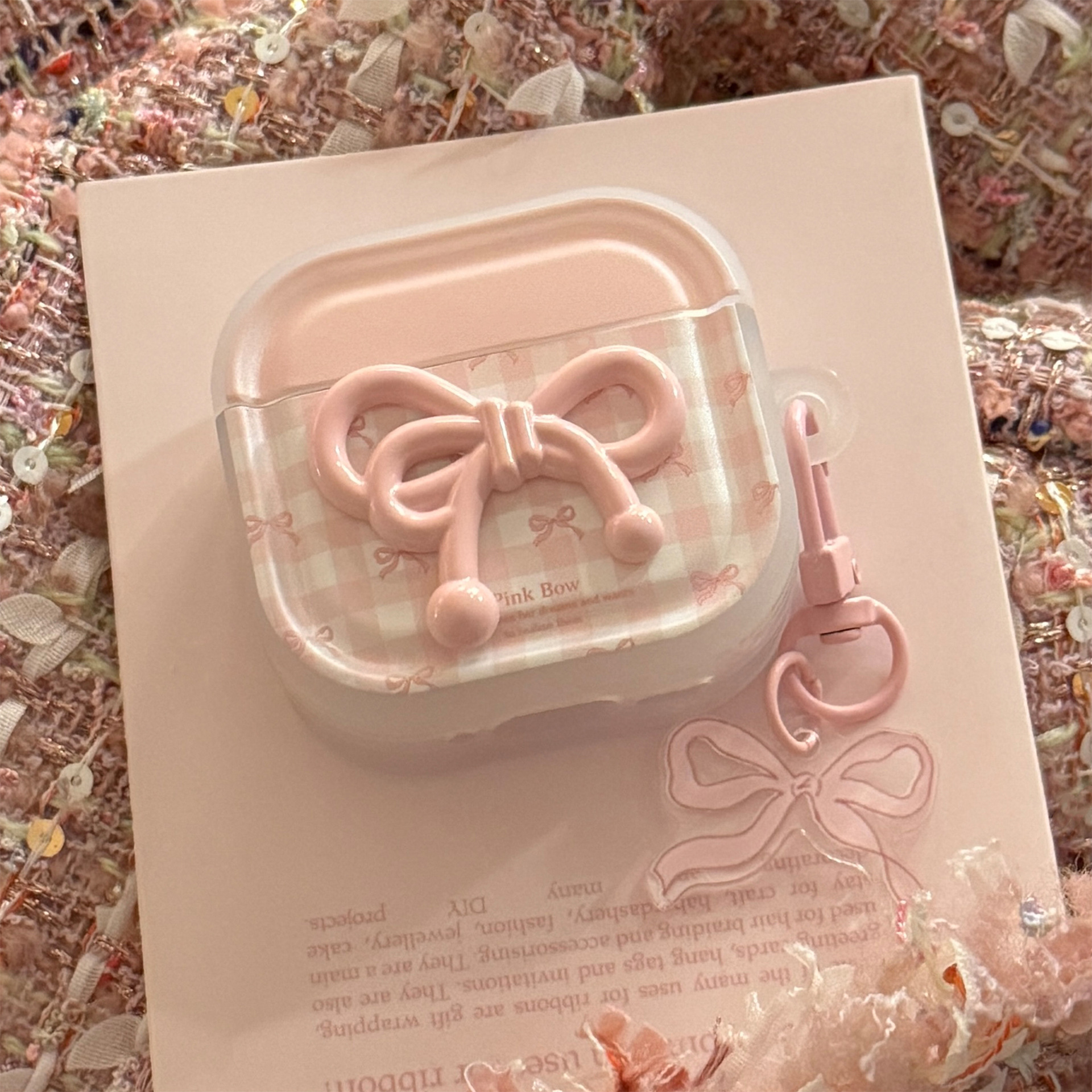 Arco rosa para cubierta de AirPods 3 generación Apple 4 auriculares bluetooth pro2 colgante dulce 1 / 2 generación