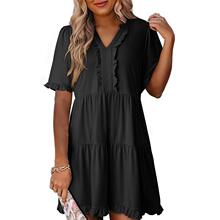 Womens Dresses  Summer Spring V Neck Ruffle Short Sleeve