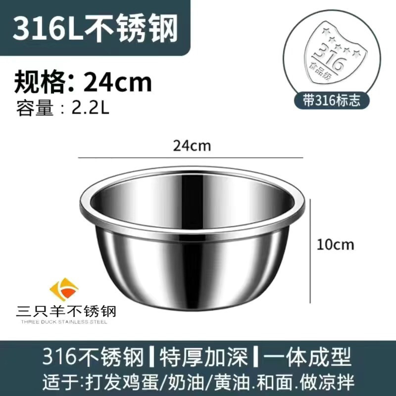 매우 두꺼운 316 식품 등급 - 24cm 견고한 세면대