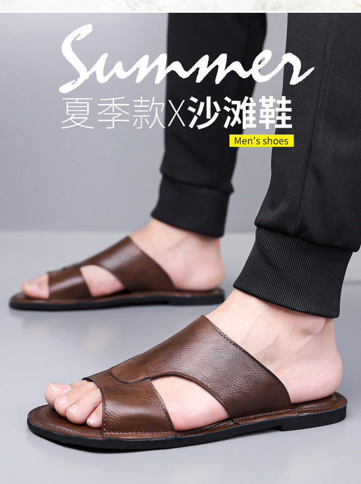 Dép sandal nam quai ngang hở mũi kiểu retro, đế cao su êm chân, cỡ lớn — nâu, đen chi tiết 3